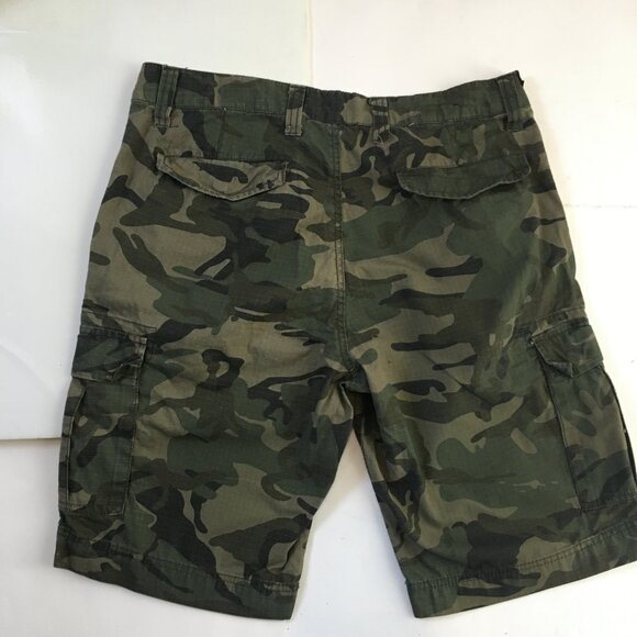 Camouflage Cargo Long Shorts Men's 34 Green Zipper Fly 100% Cotton Army - Picture 9 of 14